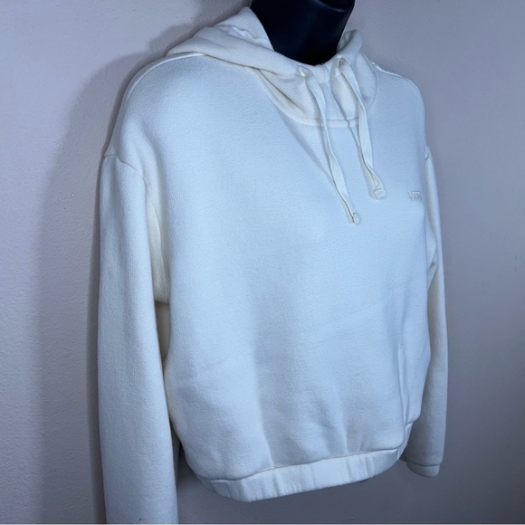 XS VANS IVORY WHITE CROPPED HOODIE CASUAL SOFT LOUNGE WOMENS - Picture 6 of 12